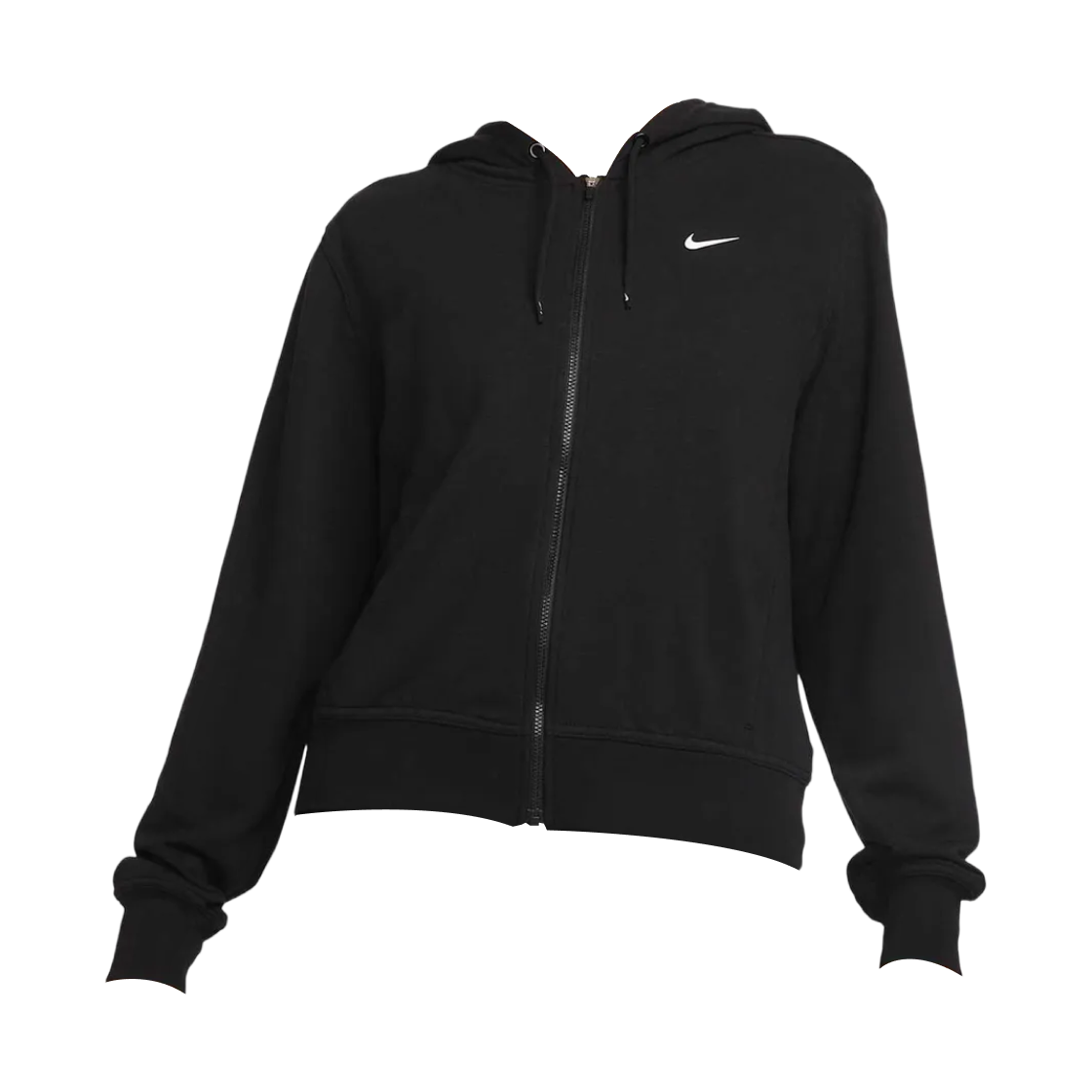 FB5199-010 (W) Nike Dri-Fit One Full-Zip French Terry Hoodie Black White - Asia