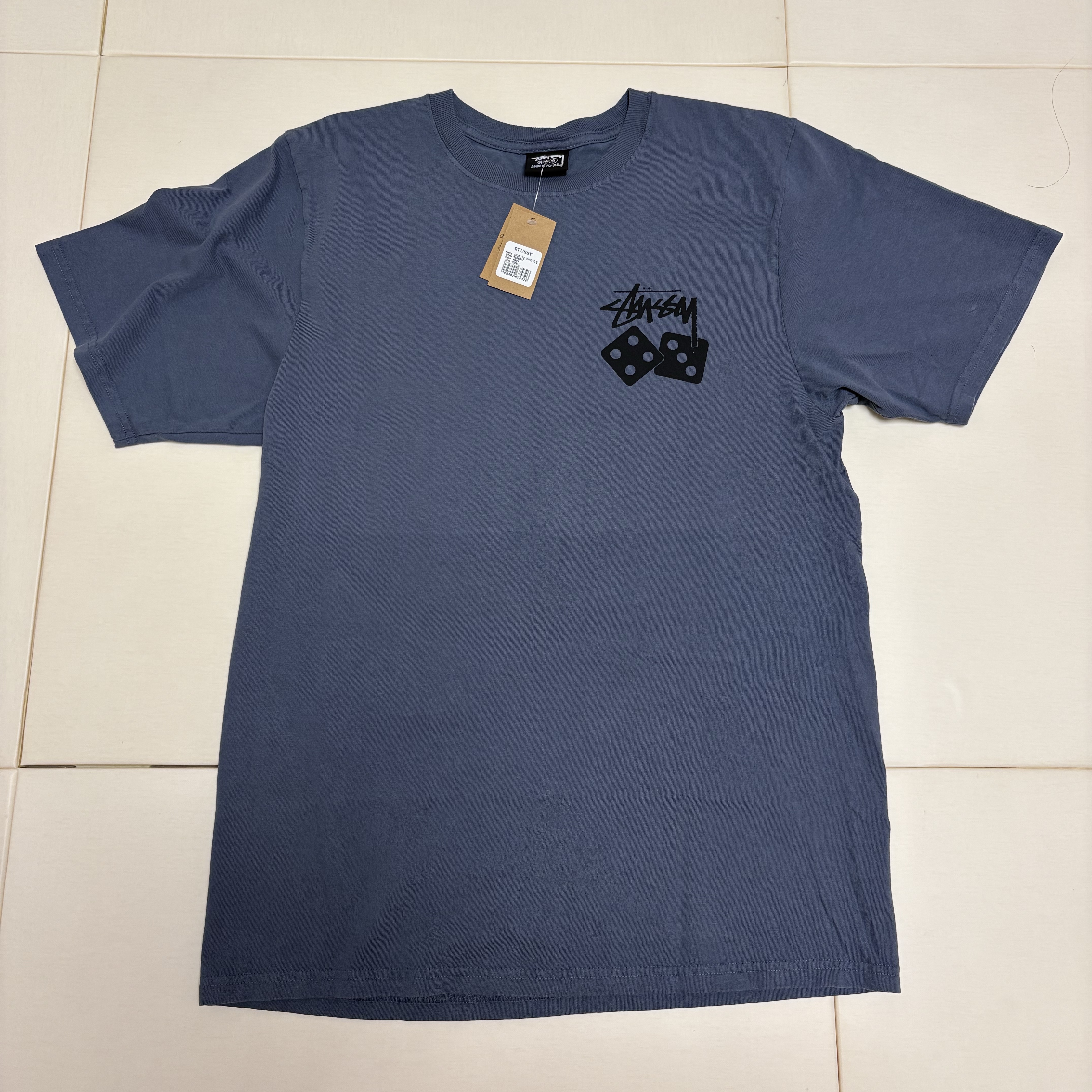 Stussy Pigment Dyed Dice T-Shirt Navy 착용 스타일 - 1