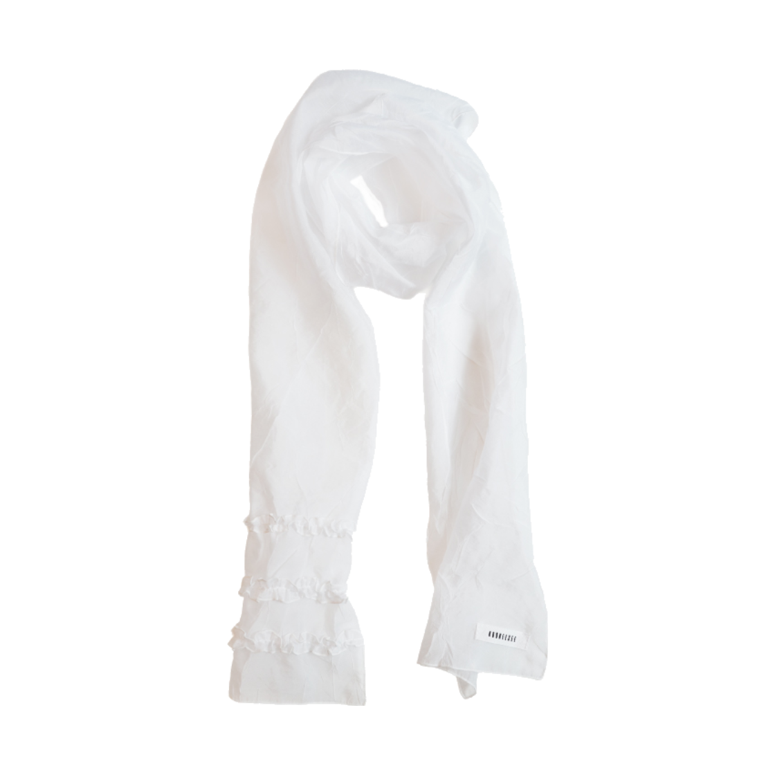 쿠키시 시어 링클 프릴 롱스카프 - 화이트(Kookeesee Sheer Wrinkle Frill Long Scarf - White) - 1