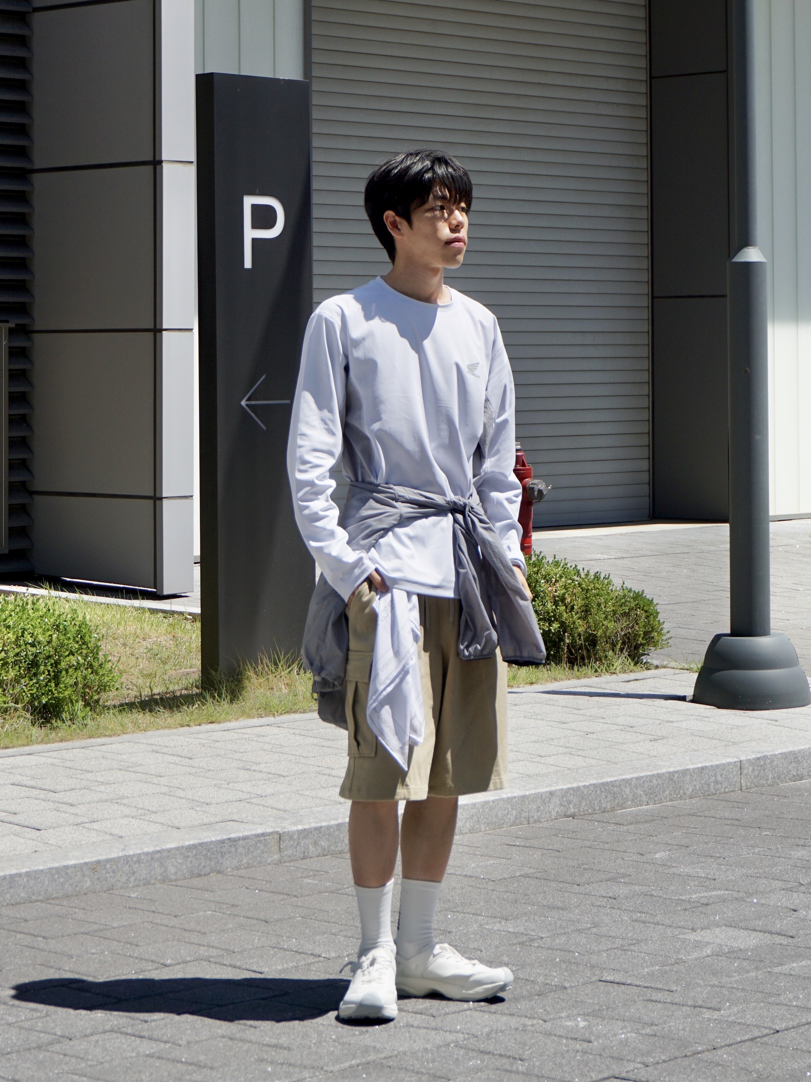 Honda Speed Run Long Sleeve Light Gray 착용 스타일 - 1