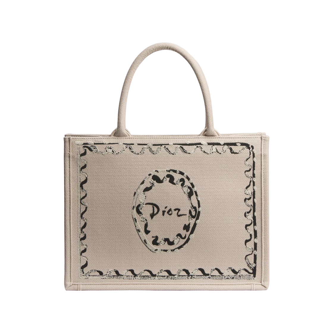 M1354OETU-M918 Dior Dioriviera Dior Book Tote Strap Bag Medium Dior Painted Ribbon Embroidery Beige