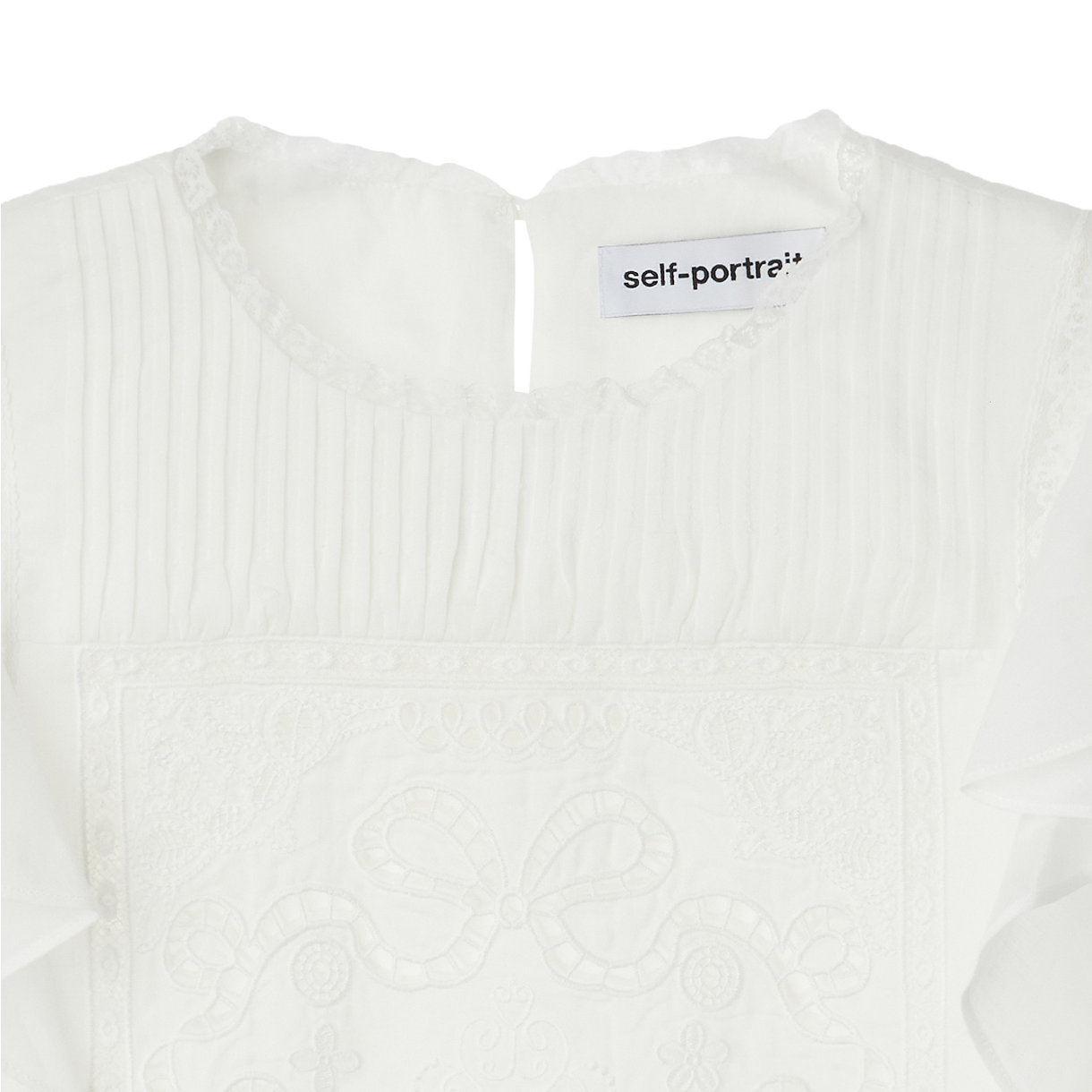 셀프 포트레이트 우먼 라미 레이스 프릴 탑 화이트 - 26FW(Self Portrait Women Ramie Lace Frill Top White - 26FW) - 3