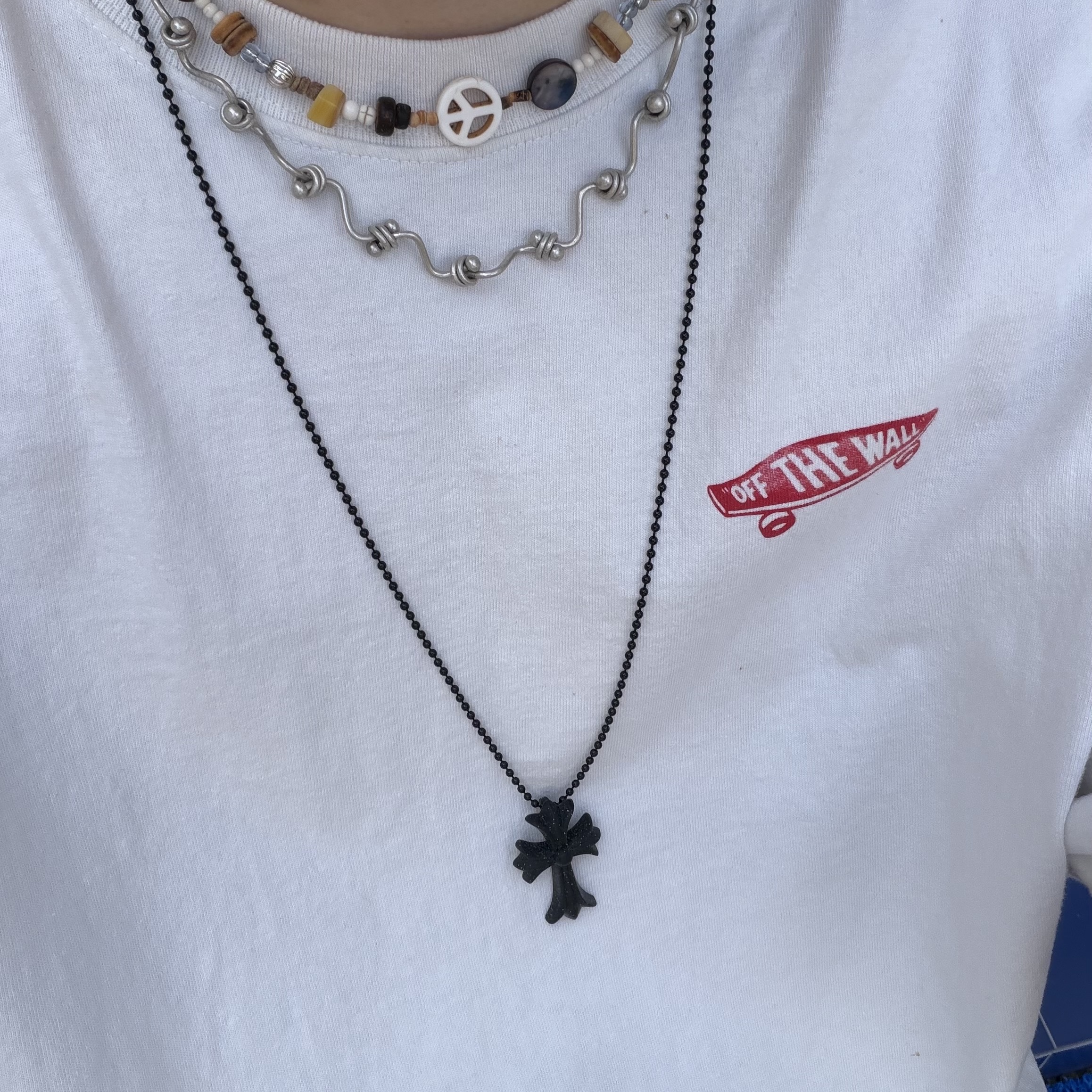 TOWTOW.ARCHIVE Arbor Knot Necklace Silver, TOWTOW.ARCHIVE Peacemark Symbol Necklace 착용 스타일