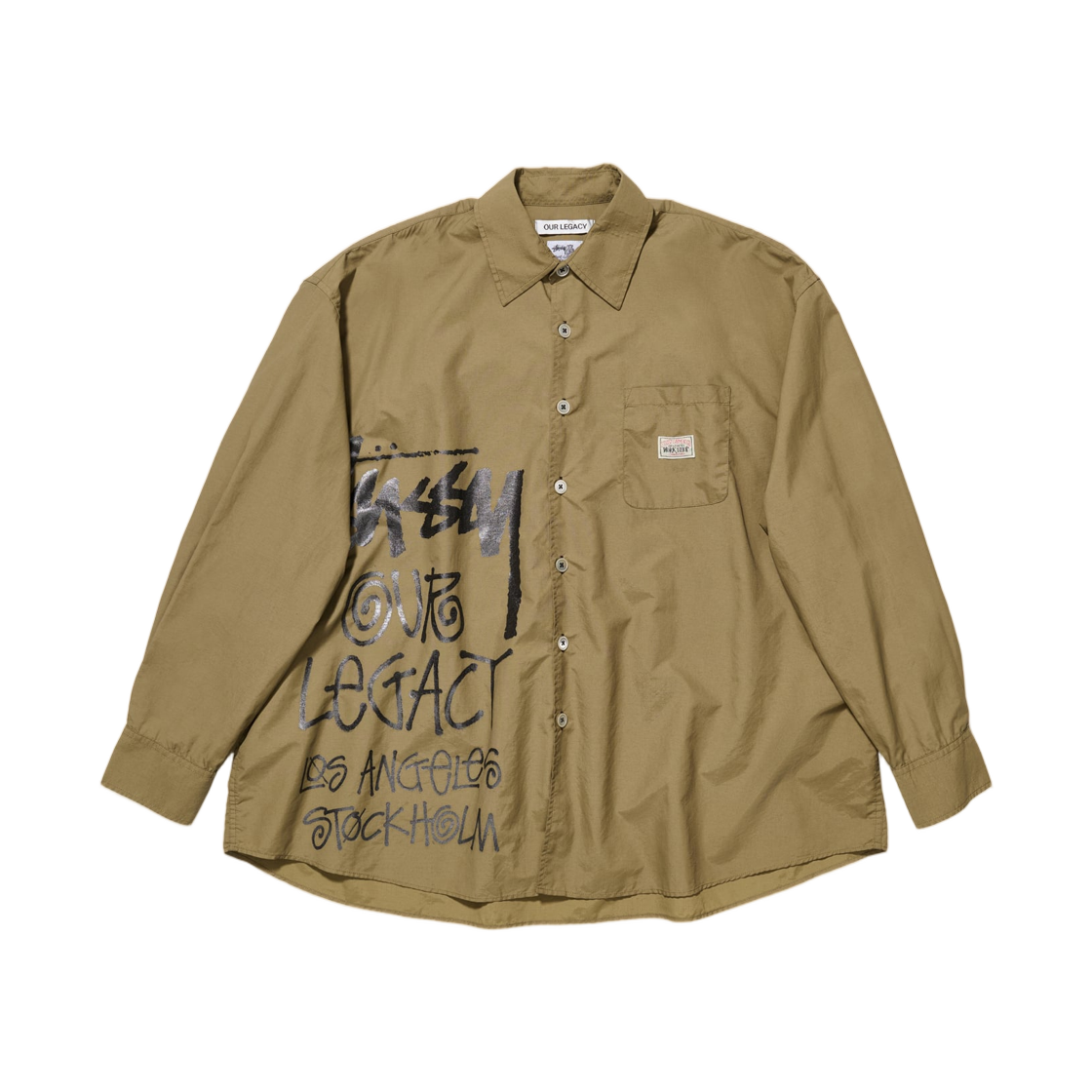WS4232BONV10 Stussy x Our Legacy Borrowed Shirt Ripstop Overdyed Black