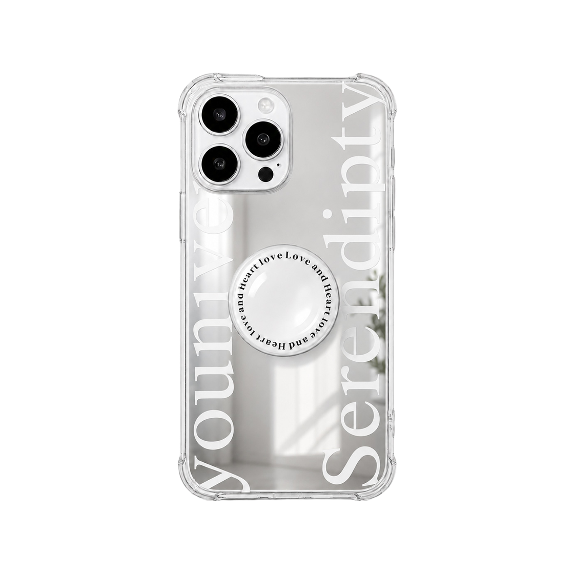 0098 NINETEENFRIDAY Serendipty lettering mirror Case (Grip Tok Set)