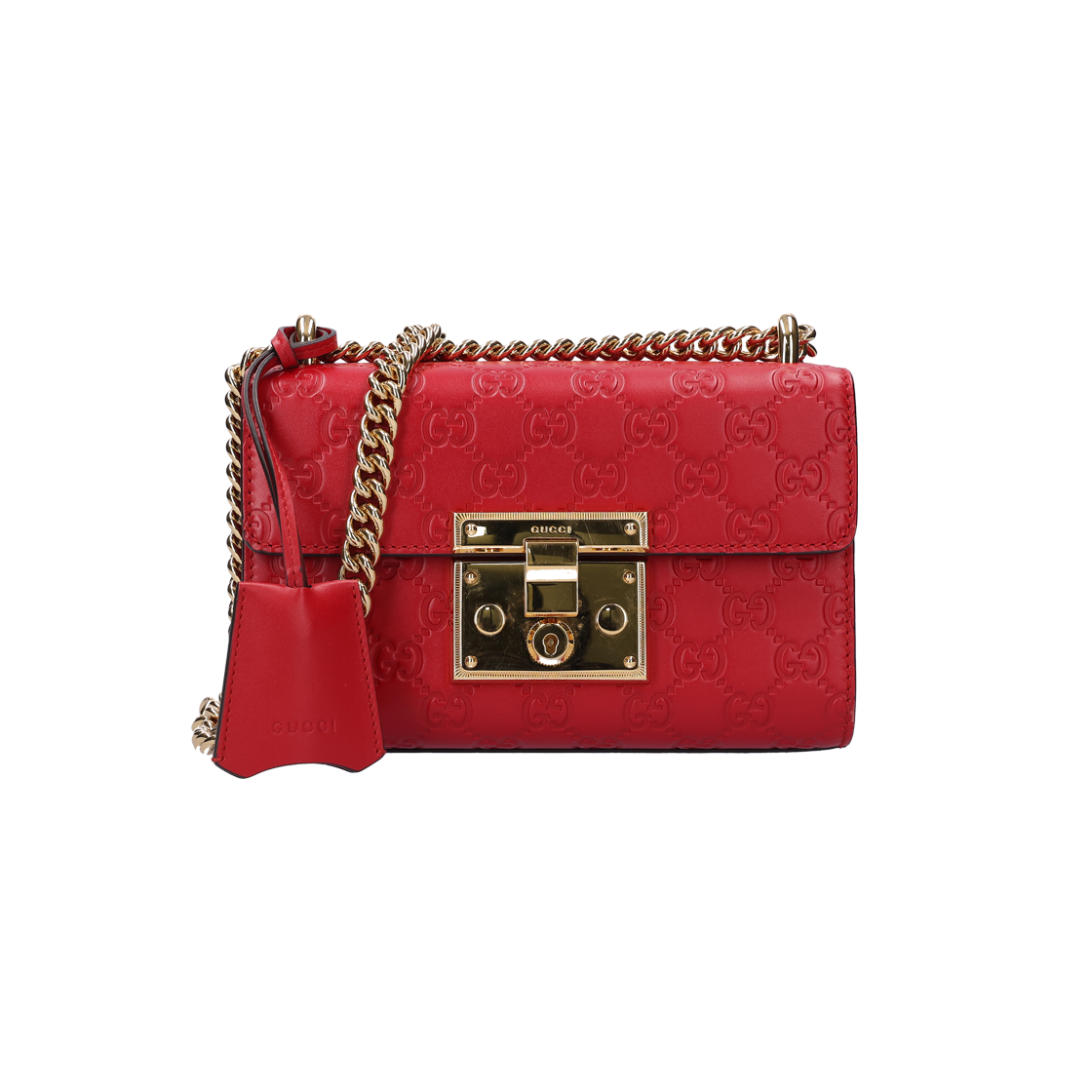ITW37J82T8HK Gucci 409487 Padlock Small GG Leather Shoulder Bag Red