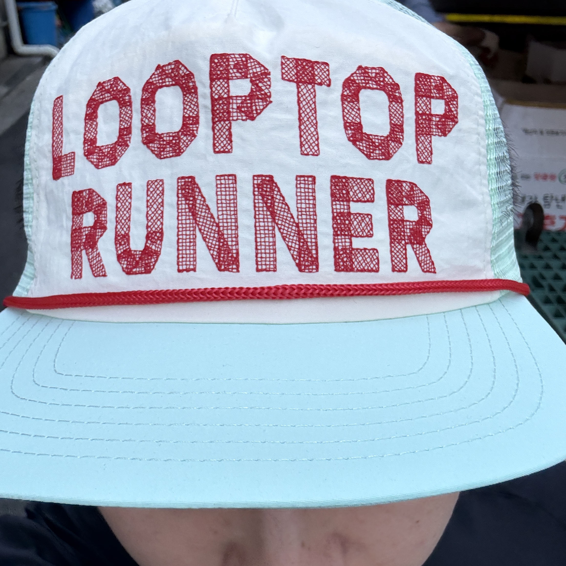 rnrn  Looptop Runner Mesh Cap Mint 착용 스타일