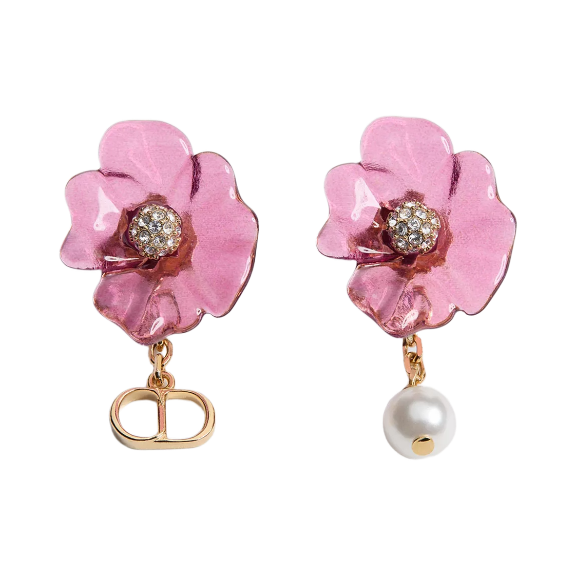 E4777WOMRS-D34U Dior Dioriviera Brush & Bloom Earrings Finish Metal Resin Pearl Resin & Crystals Gold, White Pink