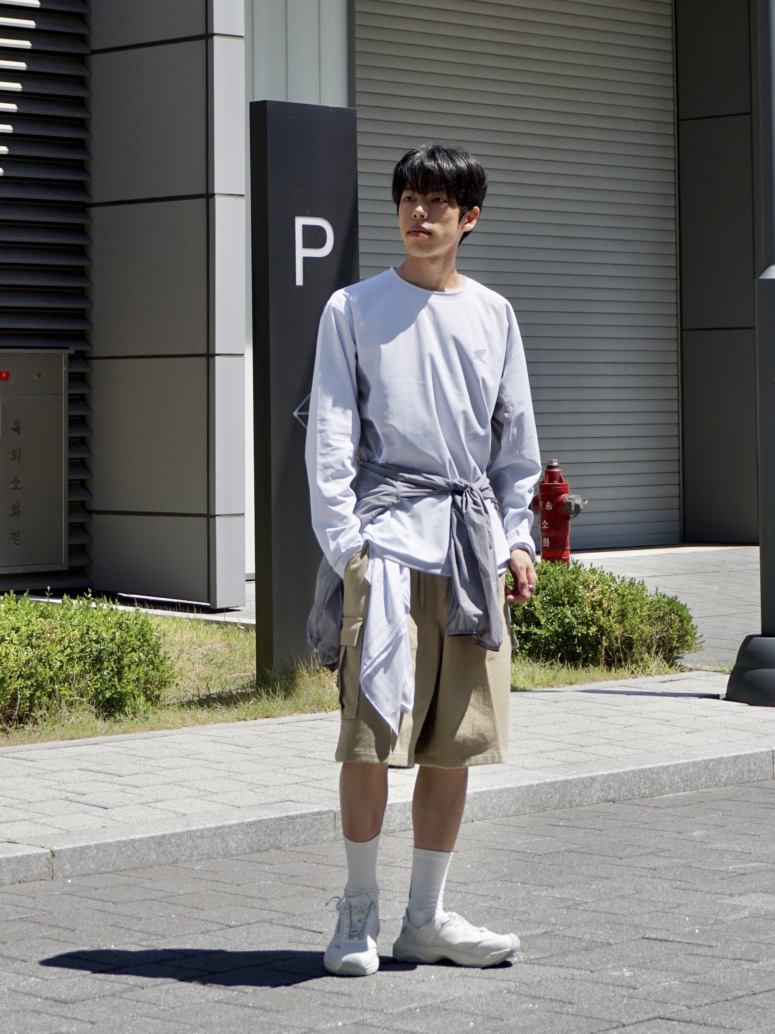 Honda Speed Run Long Sleeve Light Gray 착용 스타일 - 2