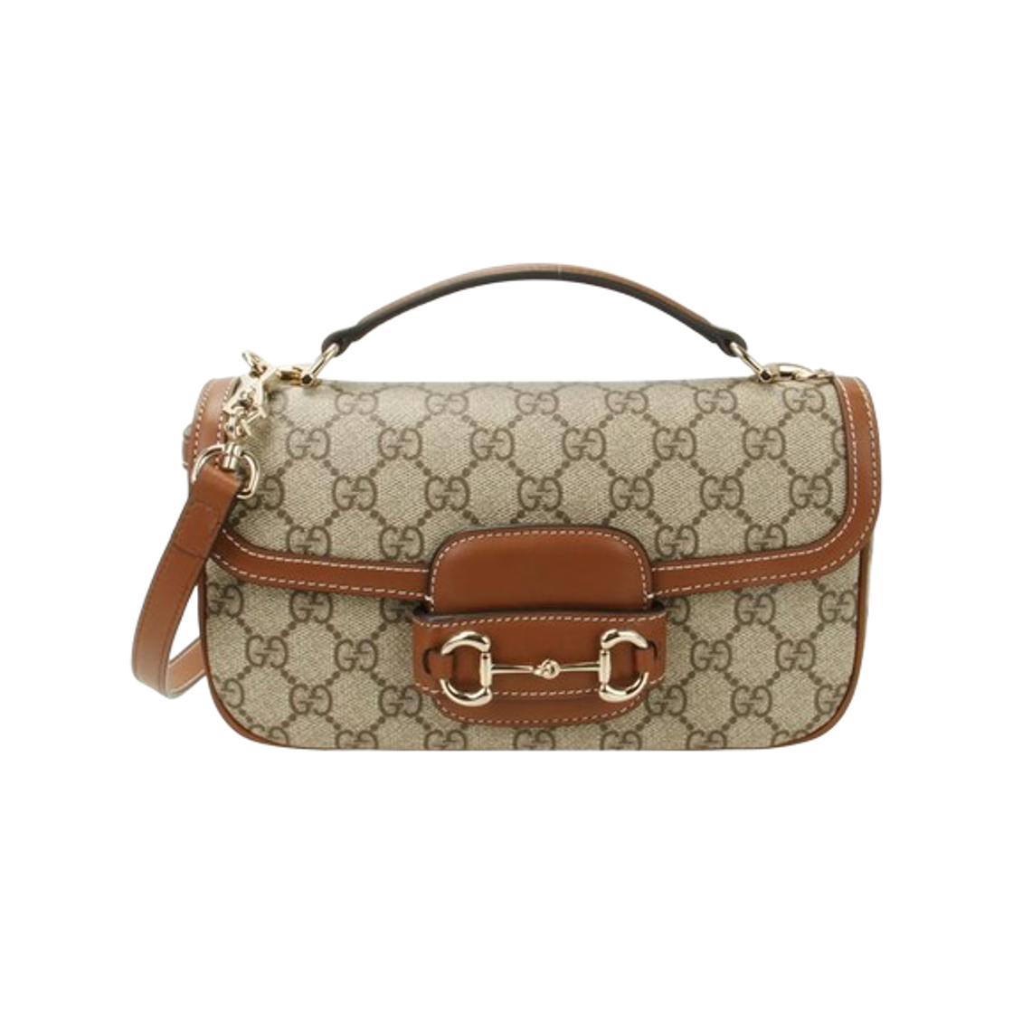 815206-FAD6L-9758 Gucci Horsebit 1955 Small Top Handle Bag Beige Brown
