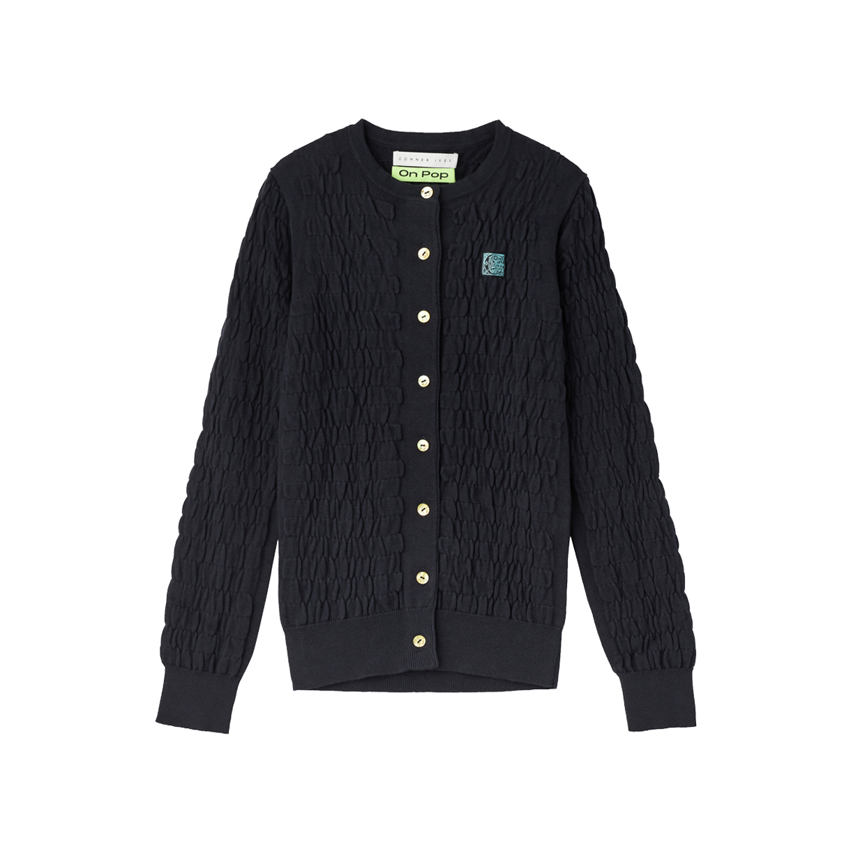 코너 아이브스 우먼 셔링 니티드 가디건 네이비 - 26FW(Conner Ives Women Shirred Knitted Cardigan Navy - 26FW)