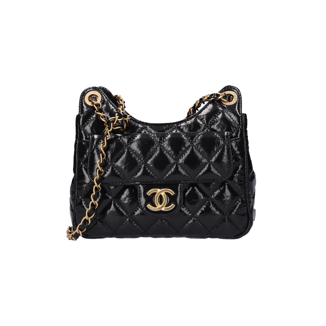 ITR4OHSFP4A3 Chanel Small Hobo Bag in Black Leather Gold Hardware