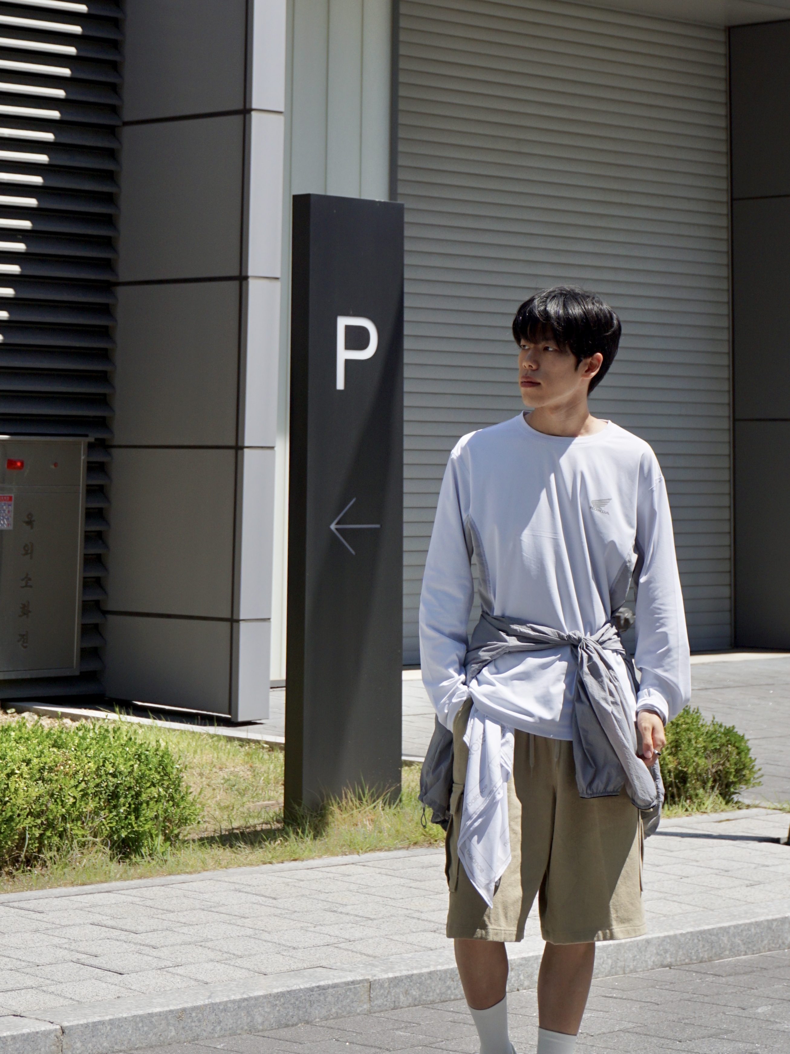 Honda Speed Run Long Sleeve Light Gray 착용 스타일 - 3