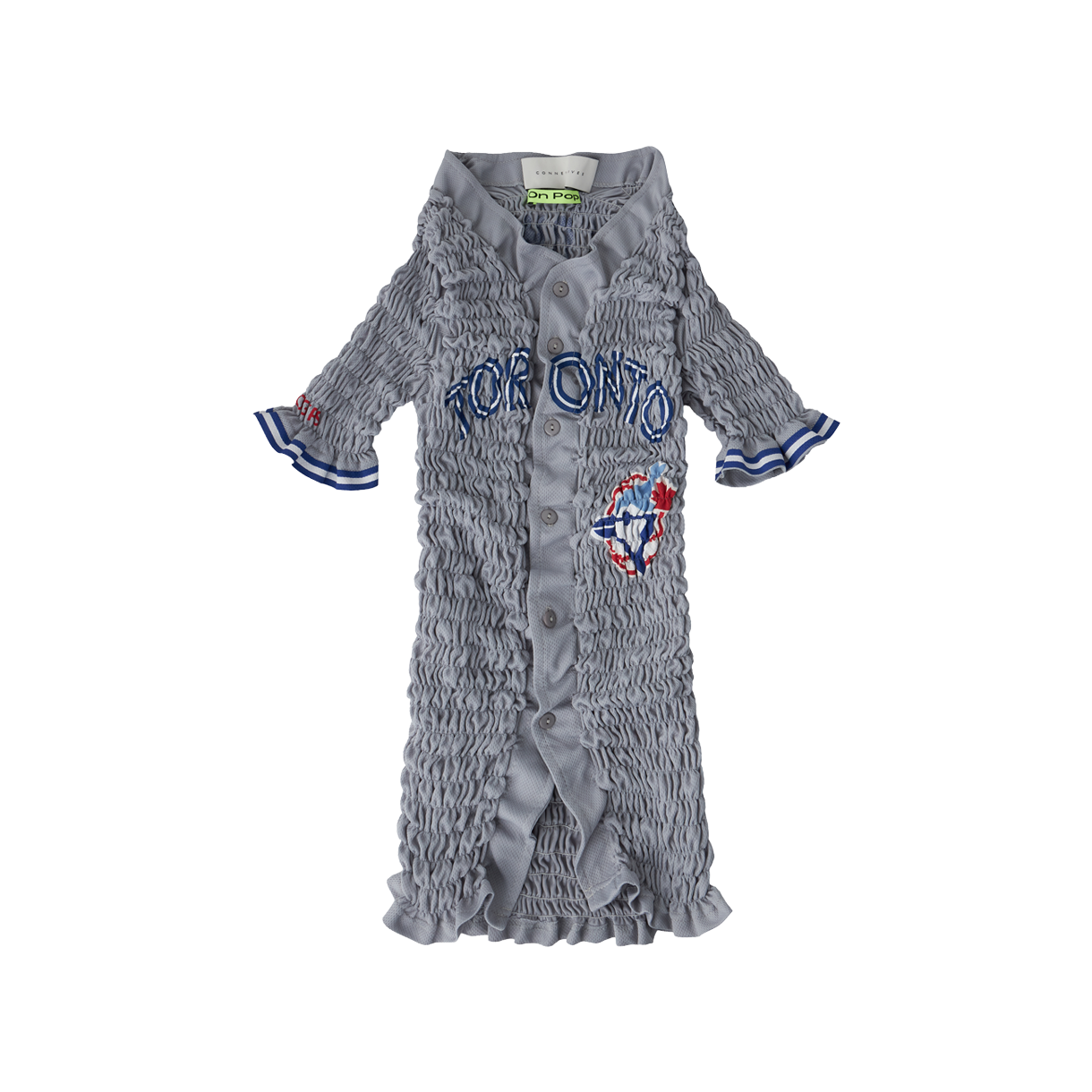 코너 아이브스 우먼 리컨스티튜티드 셔링 베이스볼 저지 멀티 - 26FW(Conner Ives Women Reconstituted Shirred Baseball Jersey Multi - 26FW)