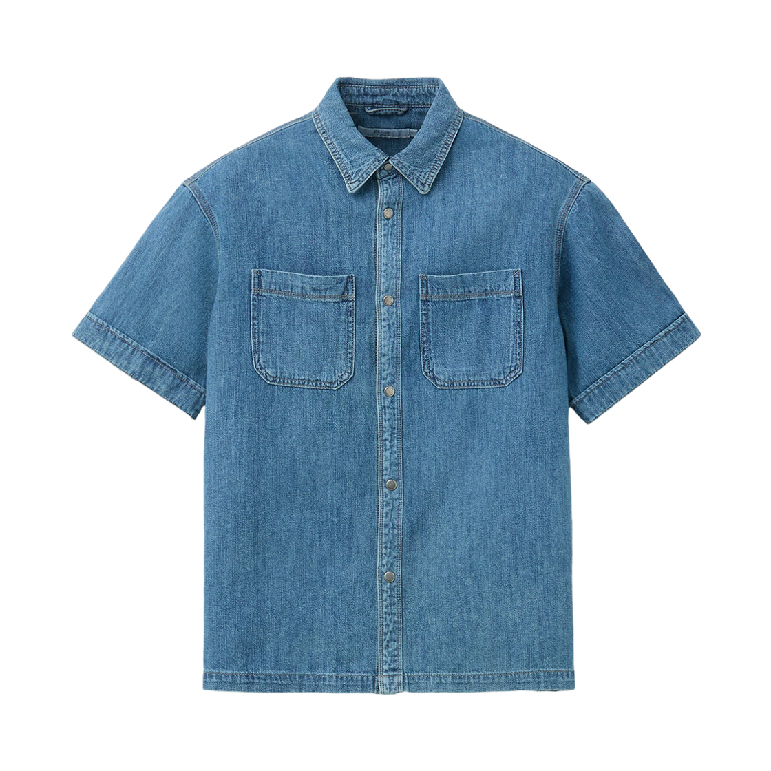 시리즈 셋업 연청 데님 반팔 오버핏 셔츠 라이트 블루(Series Set Up Denim Short-Sleeve Oversized Shirt Light Blue)