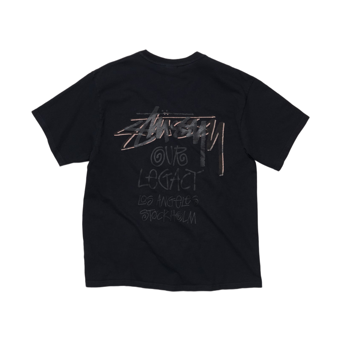 스투시 x 아워레가시 드롭 쉐도우 피그먼트 다이드 티셔츠 블루 오버다이드 블랙(Stussy x Our Legacy Drop Shadow Pig. Dyed T-Shirt Blue Overdyed Black) - 1