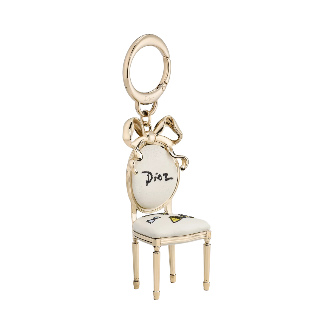 V1975WOMCM-D01X (W) Dior Dioriviera Dior Icon Bag Charm Finish Metal Calfskin & Dior Bow Motif Gold White Multicolor