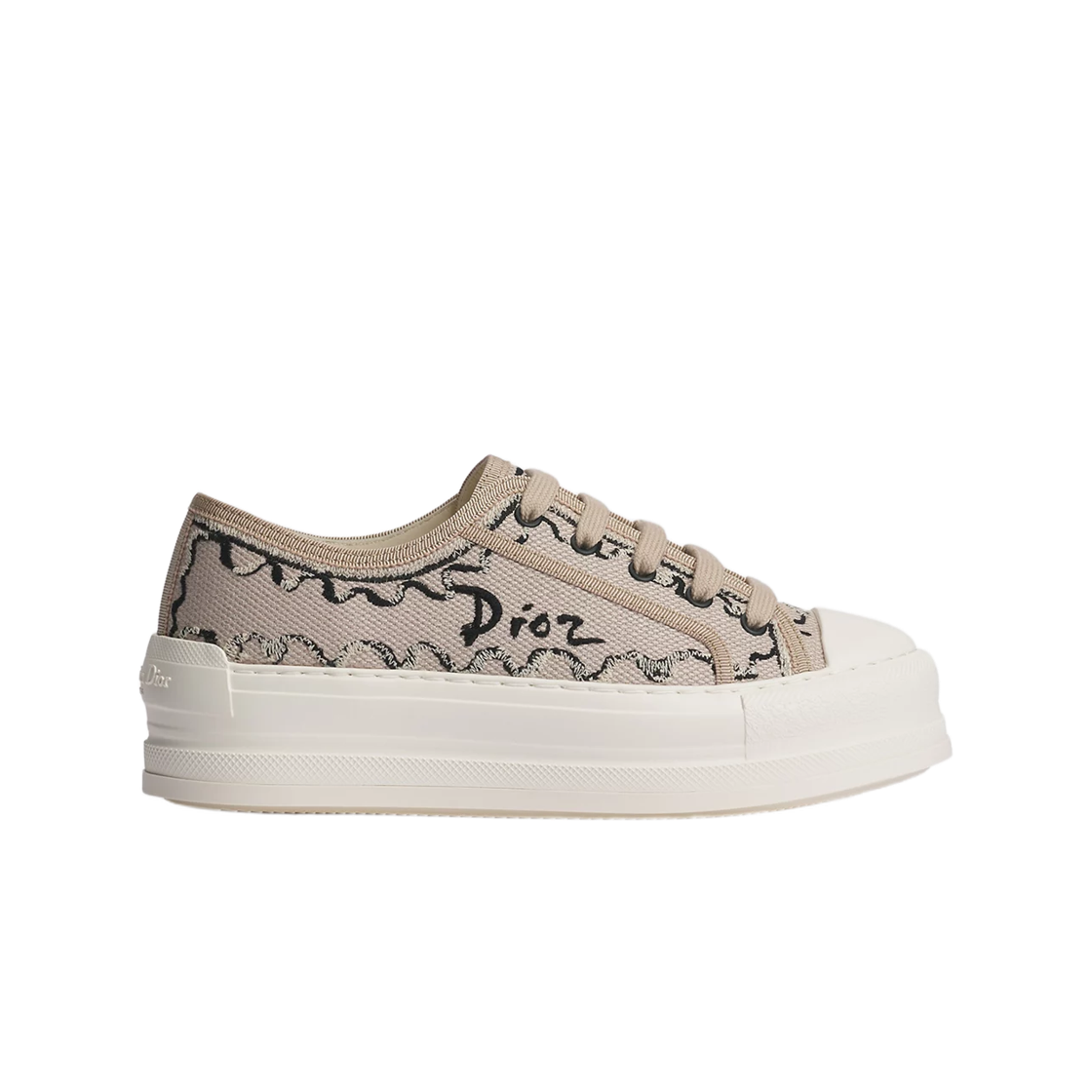 KCK545BME-S05T Dior Dioriviera Walk’N’Dior Platform Sneaker Dior Painted Ribbon Embroidered Cotton Natural