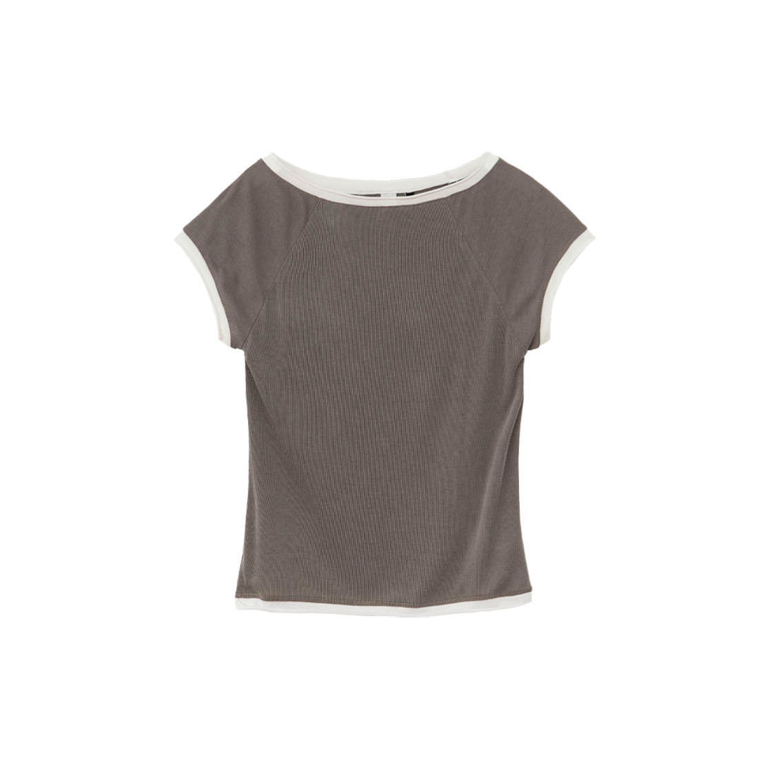 폴리테루 우먼 뮤티드 라인 티셔츠 라떼(Polyteru Women Muted Line T-Shirt Latte) - 1