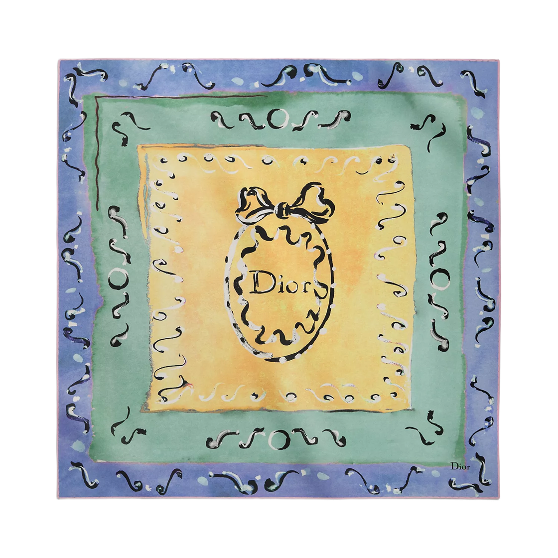 64TC070D6114-C218 Dior Dioriviera Delicate Ribbon 70 Square Scarf Silk Twill Multicolor