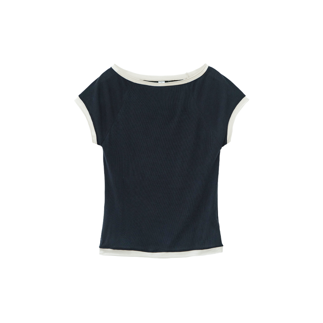 폴리테루 우먼 뮤티드 라인 티셔츠 네이비(Polyteru Women Muted Line T-Shirt Navy)