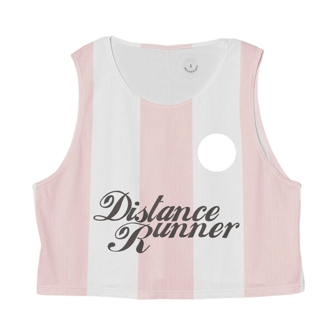 (W) 파티시페이션 디스턴스 러너 스트라이프 크롭 싱글렛 핑크((W) Participation Distance Runner Stripe Crop Singlet Pink)