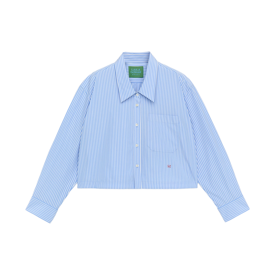 아르켓 x 라일라 고하르 크롭 셔츠 블루 화이트(Arket x Laila Gohar Cropped Shirt Blue White) - 1