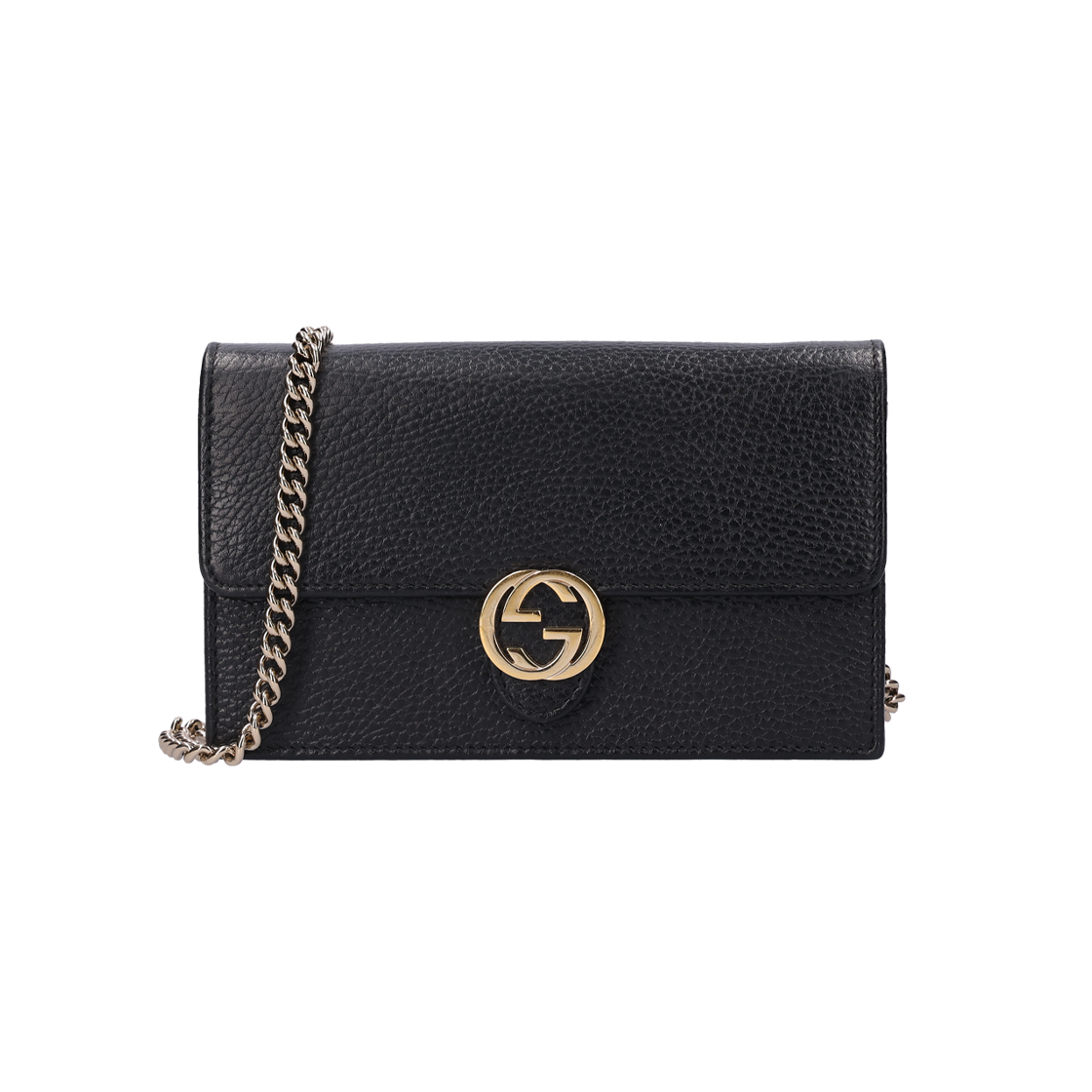 ITM94E8LQ6DF Gucci 615523 Interlocking GG Mini Chain Shoulder Bag Black Leather