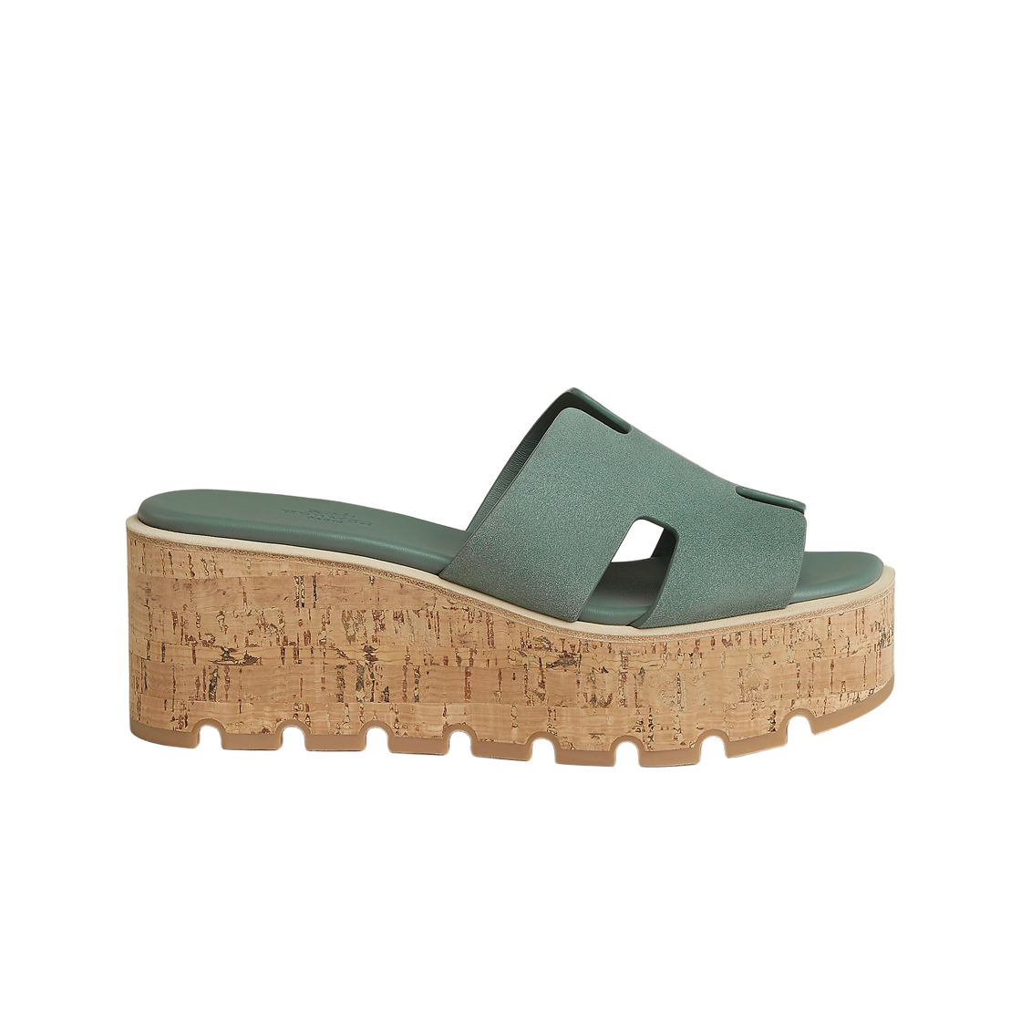 H232150ZVC (W) Hermes Eze 30 Sandal Suede Goatskin & Vert Cedre