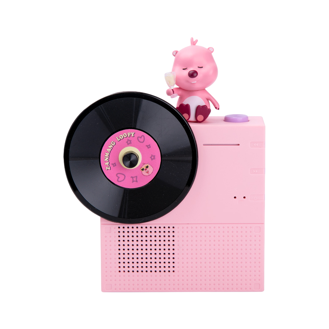 로이체 잔망루피 충전식 휴대용 듀얼페어링 TWS 블루투스 LP 턴테이블 스피커 + 데코스티커 세트(Royche Zanmang Loopy Rechargeable Portable Dual Pairing TWS Bluetooth LP Turntable Speaker + Deco Sticker Set)