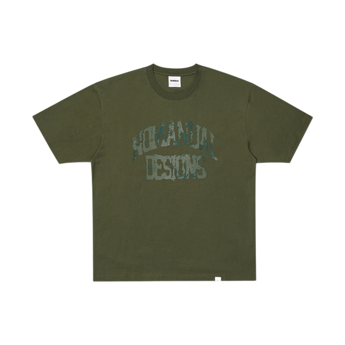 NMSS62TS06KHA NOMANUAL Smear Arch Logo T-shirt Khaki