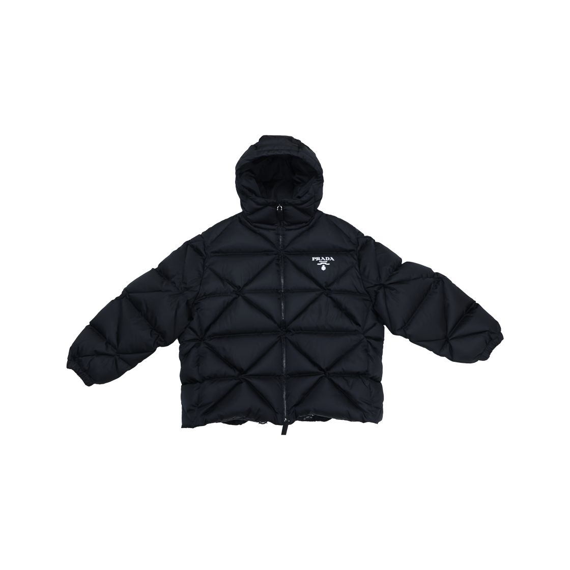 ITWPEIJ57IF3 Prada 291952 Re-Nylon Gabardine Hooded Down Jacket Black