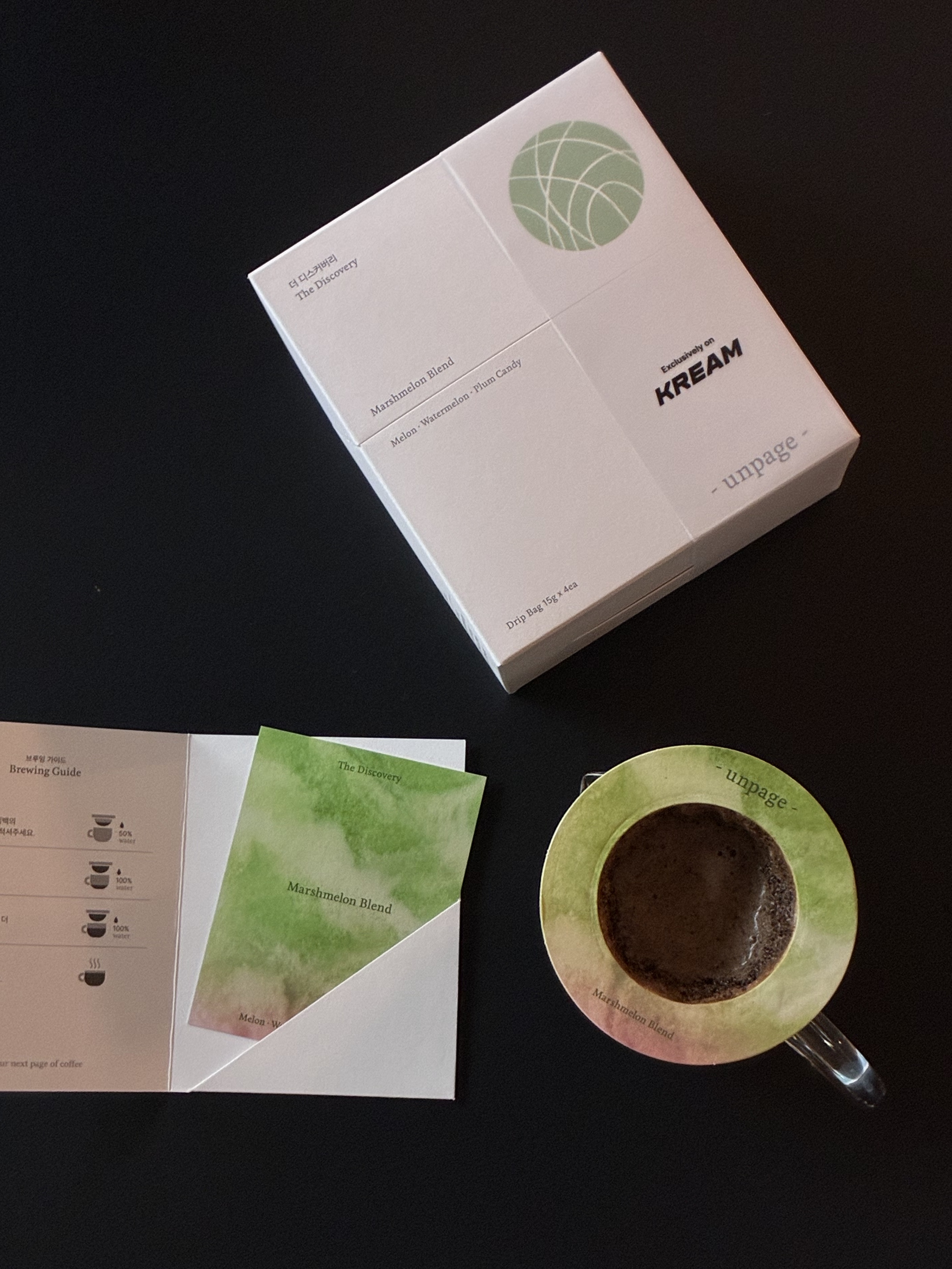 [KREAM 단독] unpage Marshmelon Blend Coffee Drip Bag 1box(4ea) 착용 스타일 - 3