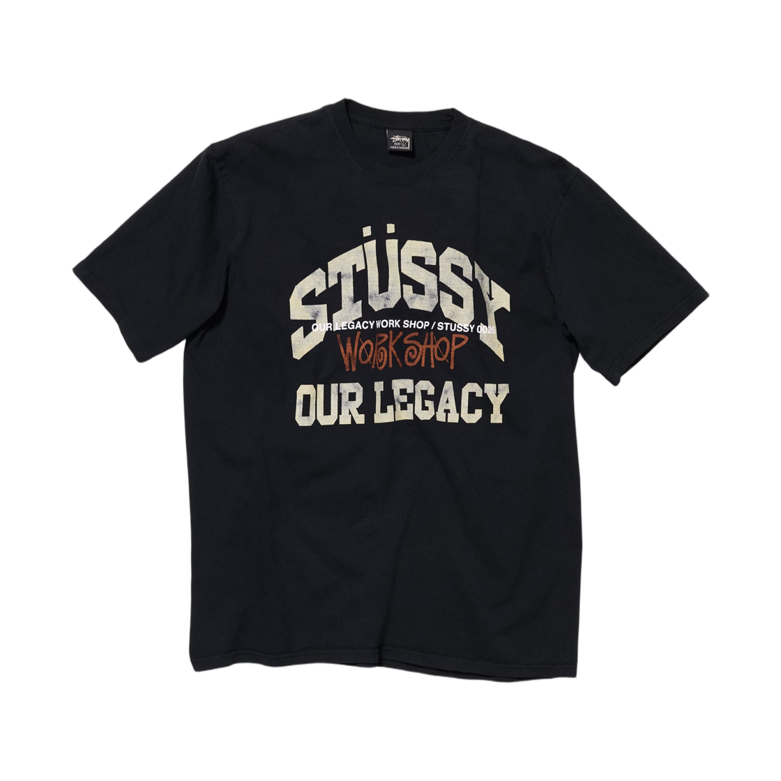 스투시 x 아워레가시 컬리지에이트 피그먼트 다이드 티셔츠 토프 오버다이드 블랙(Stussy x Our Legacy Collegiate Pig. Dyed T-Shirt Taupe Overdyed Black) - 1