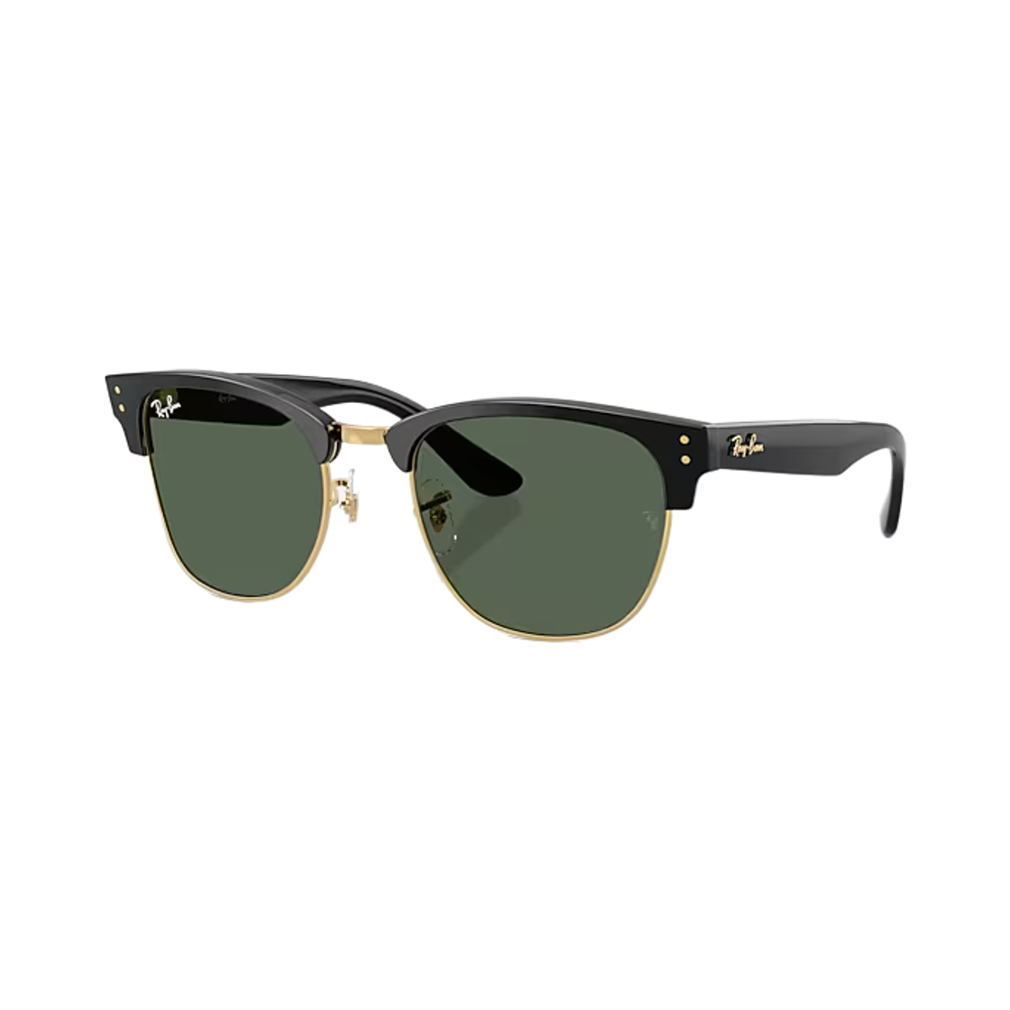 RBR0504S-6677VR Ray-Ban Clubmaster Reverse Polished Black On Arista Frame Dark Green Lense Adjustable Nosepads