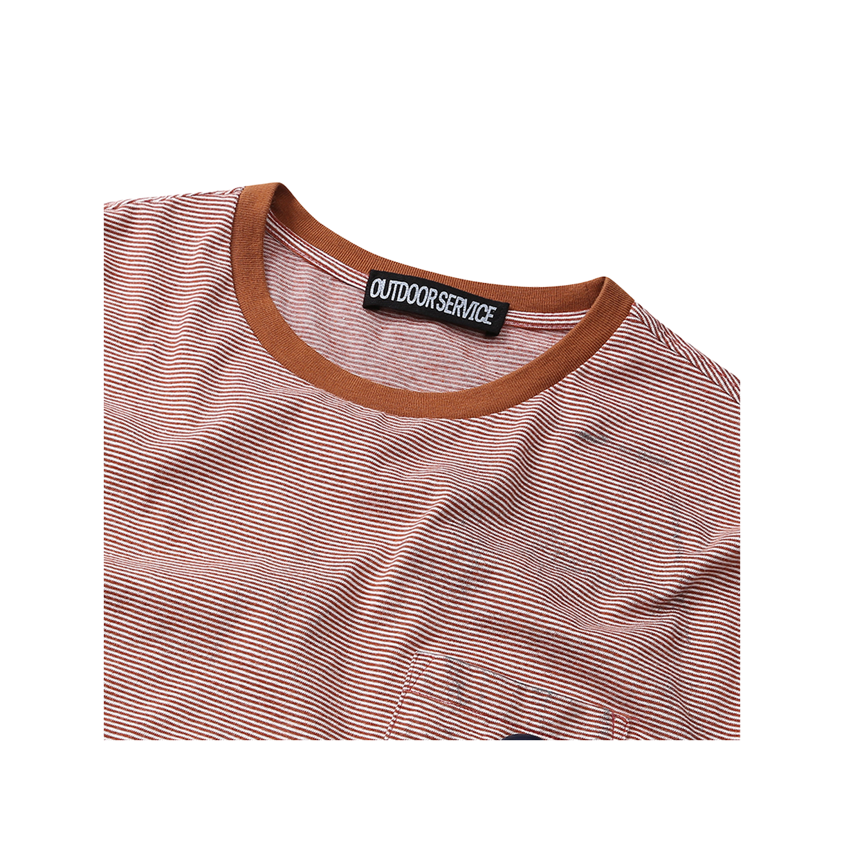 아웃도어서비스 더티 스트라이프 포켓 티 w/ 3핀 - 브릭(OS Dirty Stripe Pocket Tee w/ 3 Pins - Brick) - 3