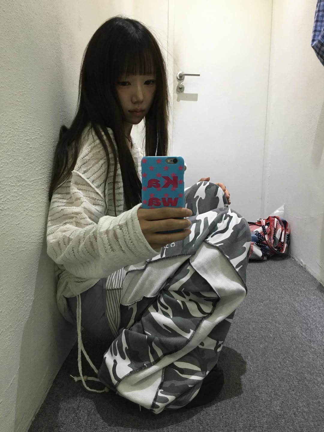SOMSOC Lina Jacquard Band Beanie Melange Grey, SOMSOCAllie Lace Knitted Top White 착용 스타일 - 2