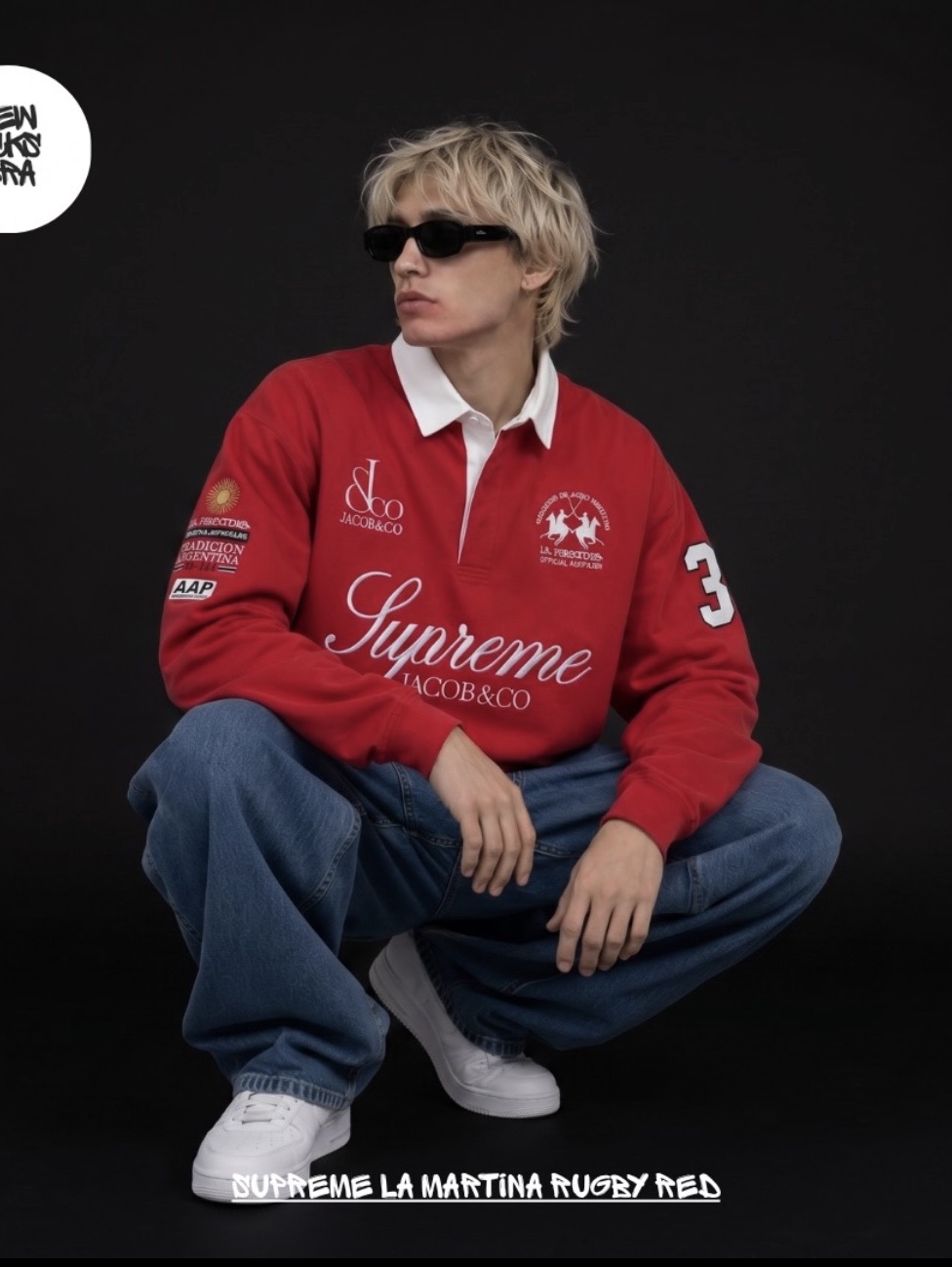Supreme x La Martina x Jacob & Co Rugby Red - 26SS 착용 스타일 - 1