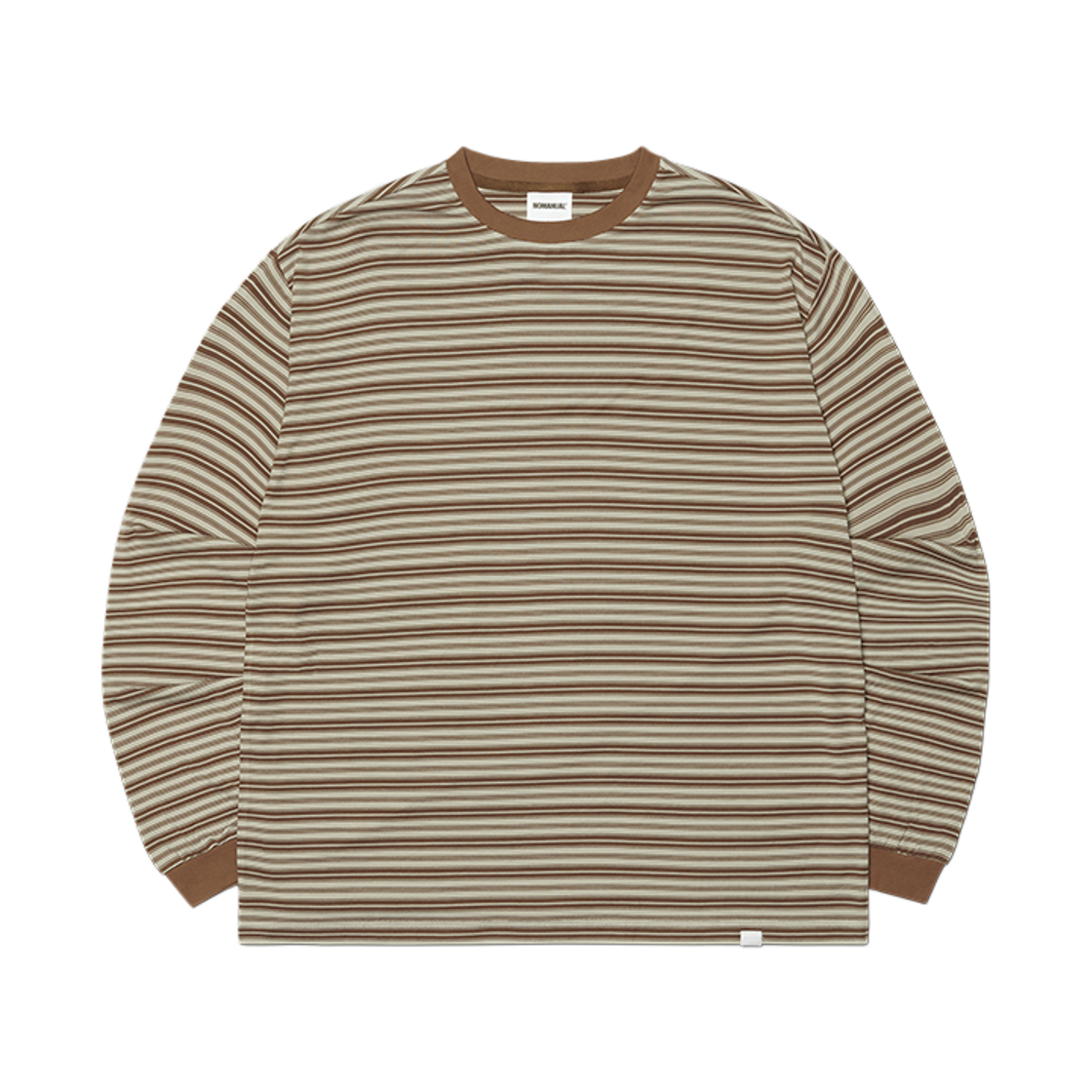 NMSS62LS04BRW NOMANUAL Offbeat Stripe Long Sleeve Tee Brown