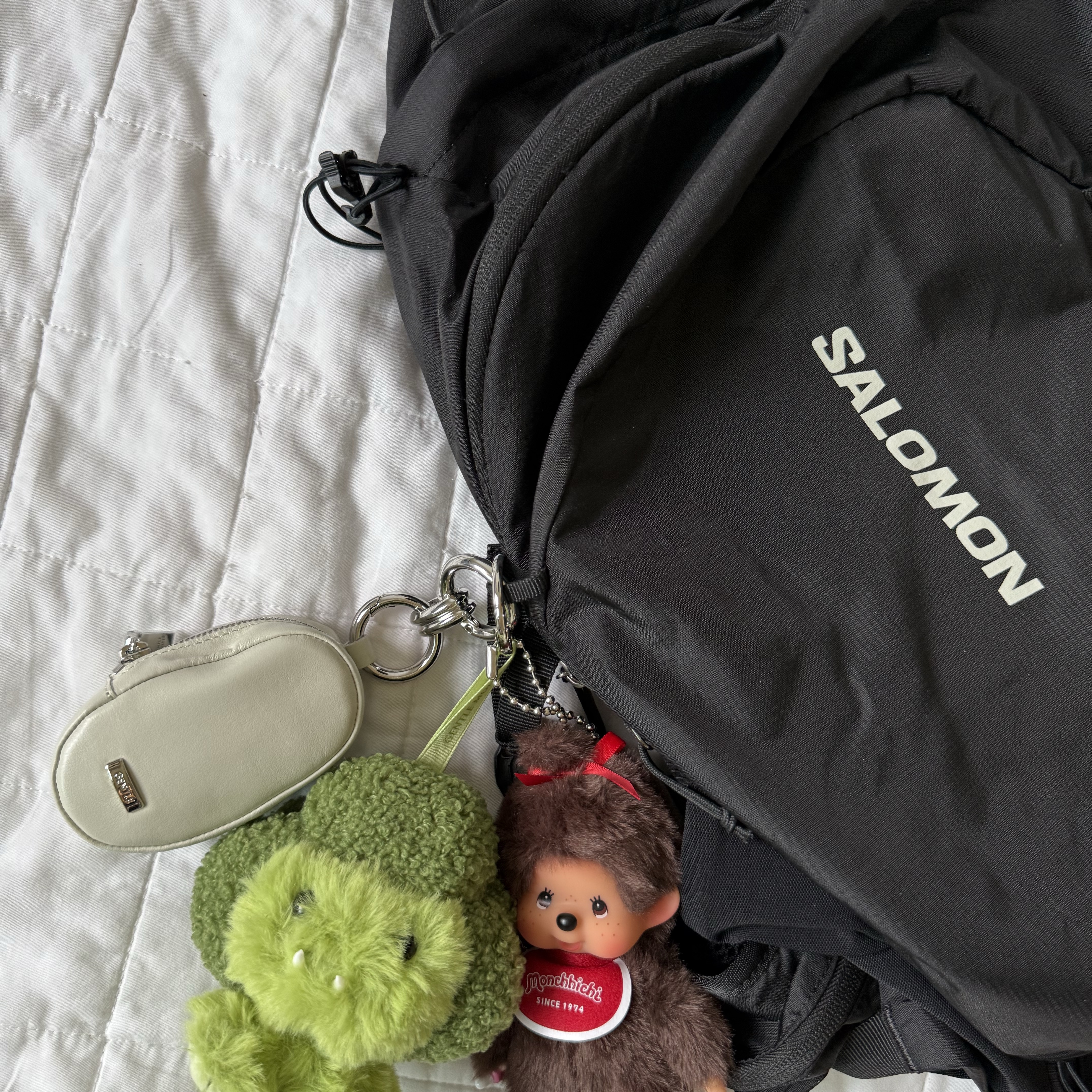 Monchhichi SS Girl Key Chain Brown, Salomon Trailblazer 20 Black 착용 스타일 - 2