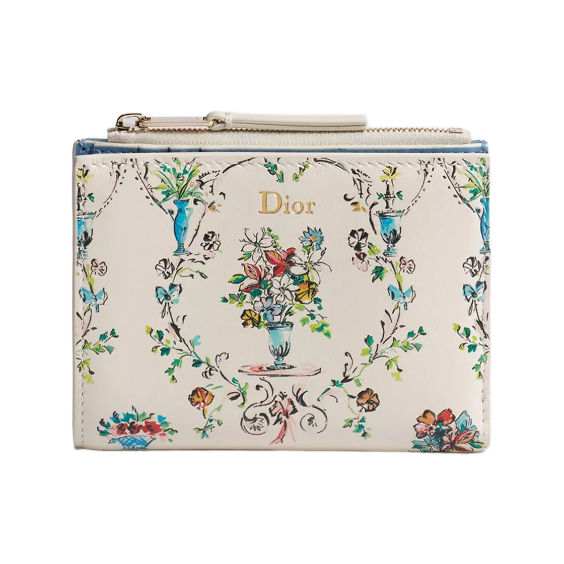 S2403OUVT-M941 Dior Dioriviera Dior Dahlia Wallet Calfskin & Dior Arabesque Print Latte Multicolor