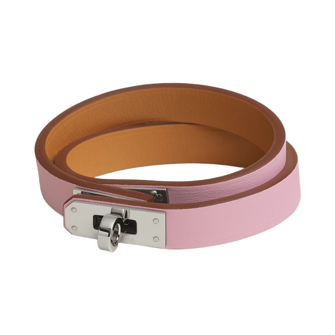 H081182CKX9 (W) Hermes Mini Kelly Double Tour Bracelet Swift Calfskin & Palladium Mauve Sylvestre