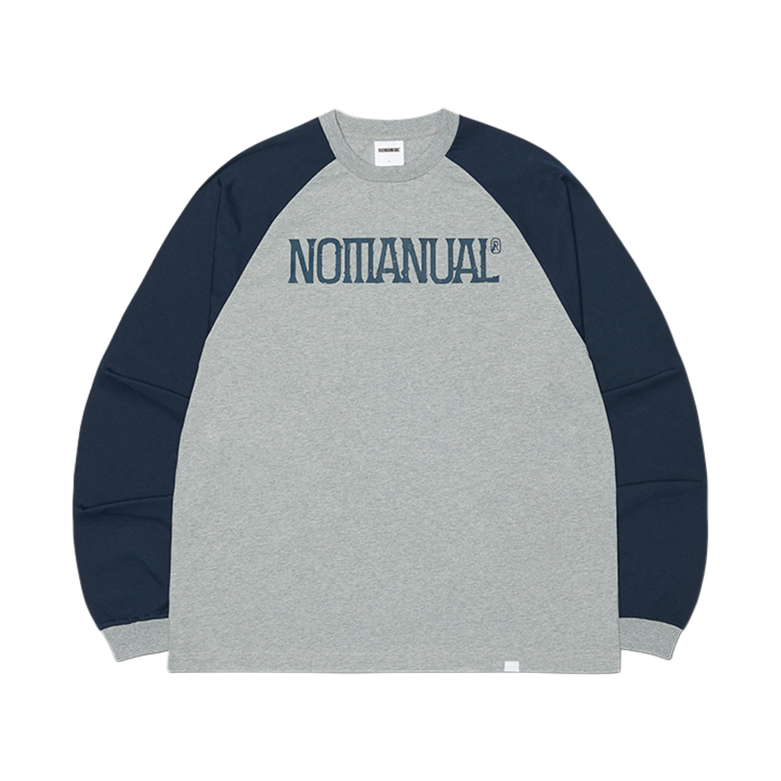 NMSS62LS03DNY NOMANUAL Duo Tone Raglan Long Sleeve Tee Dark Navy