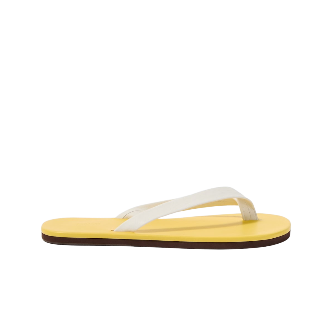 (W) 오라리 소프트 레더 플립 플랍 옐로우 화이트((W) Auralee Soft Leather Flip-Flops Yellow White)
