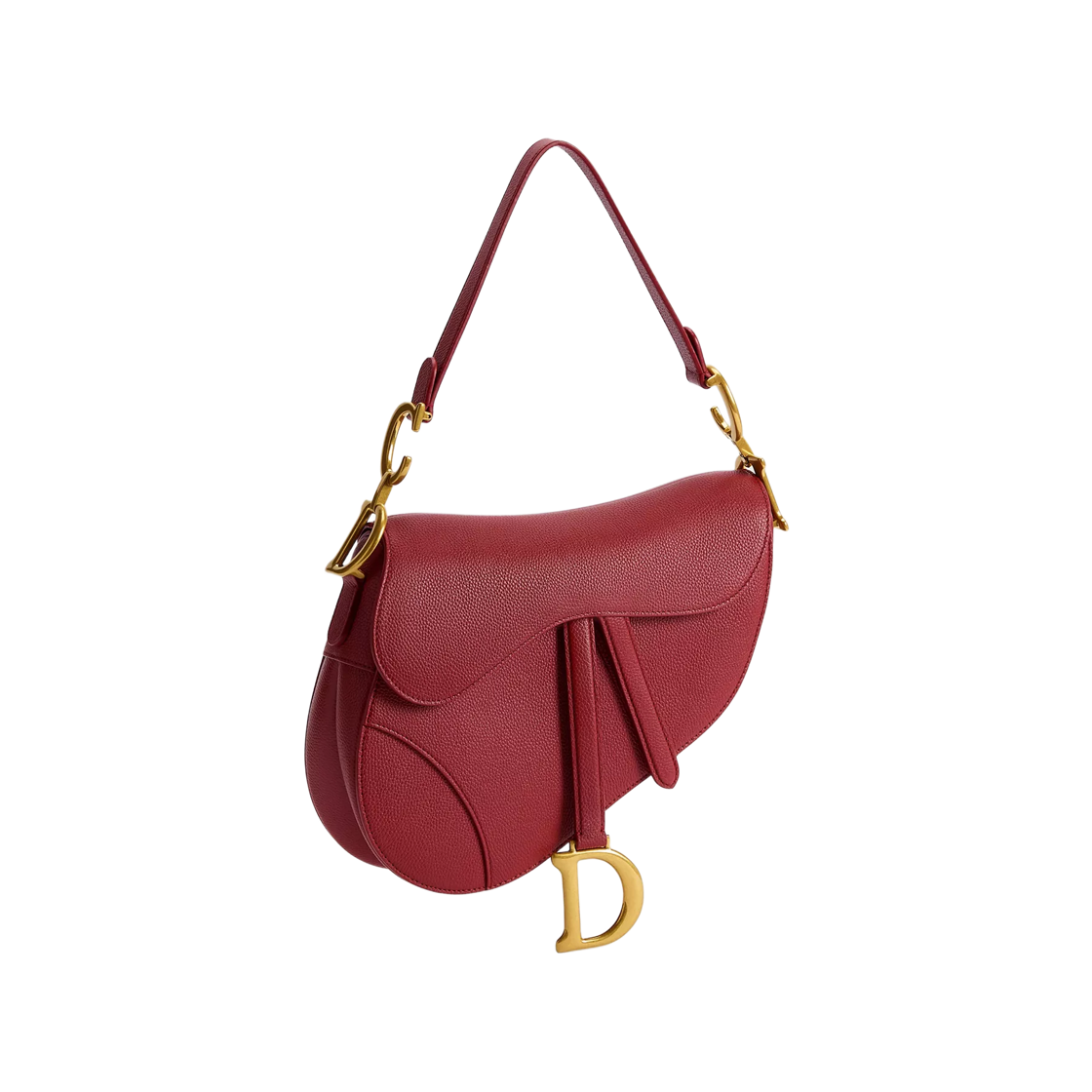 M0455CUQW-M76R Dior Saddle Strap Bag Grained Calfskin Garance Red