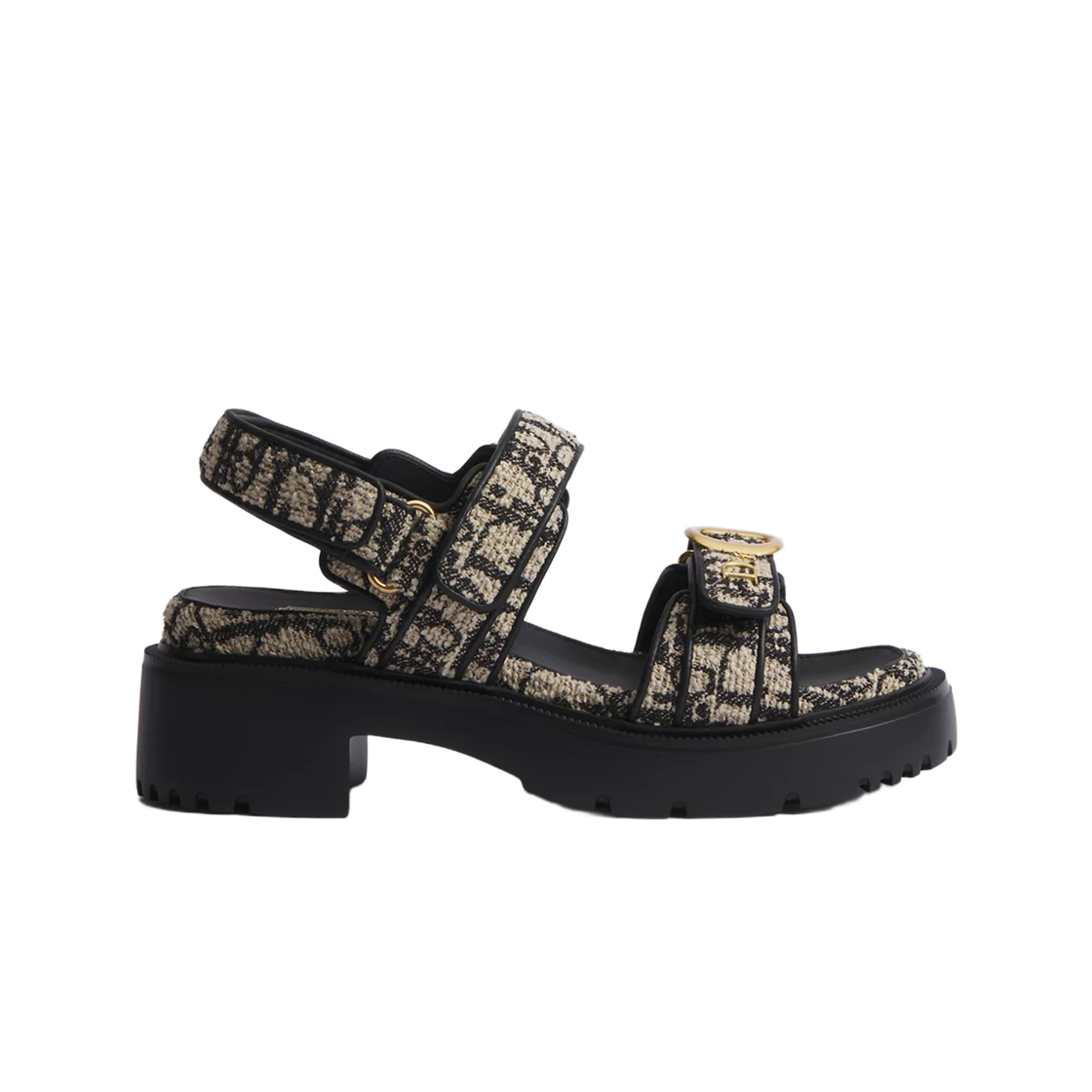 KCO664SOF-S60U Dior Dioriviera My Dior Platform Sandal Sponge Effect Dior Oblique Denim Beige Black