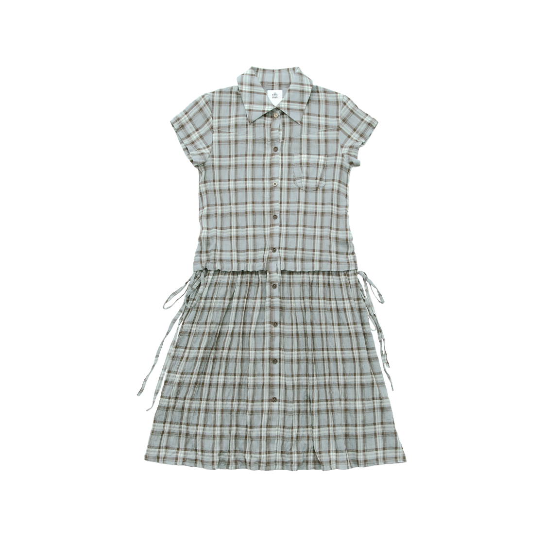 폴리테루 우먼 루즈드 체크 드레스 라이트 블루(Polyteru Women Loosed Check Dress Light Blue)
