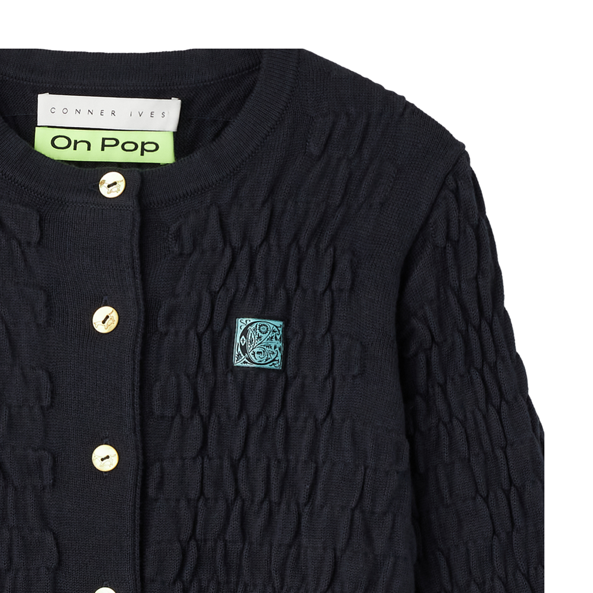 코너 아이브스 우먼 셔링 니티드 가디건 네이비 - 26FW(Conner Ives Women Shirred Knitted Cardigan Navy - 26FW) - 4