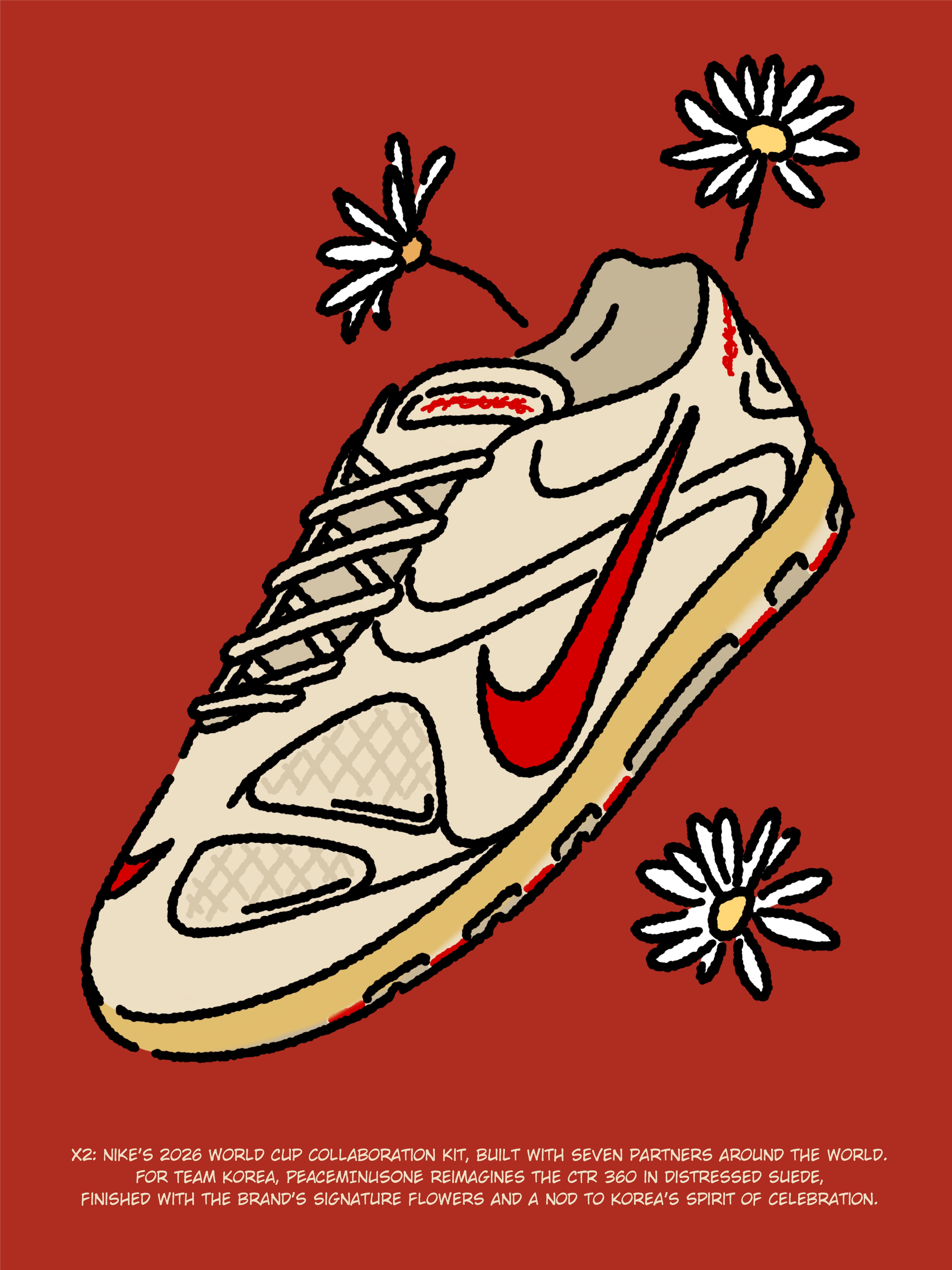Nike x Peaceminusone Cryoshot CTR360 Natural and University Red 착용 스타일