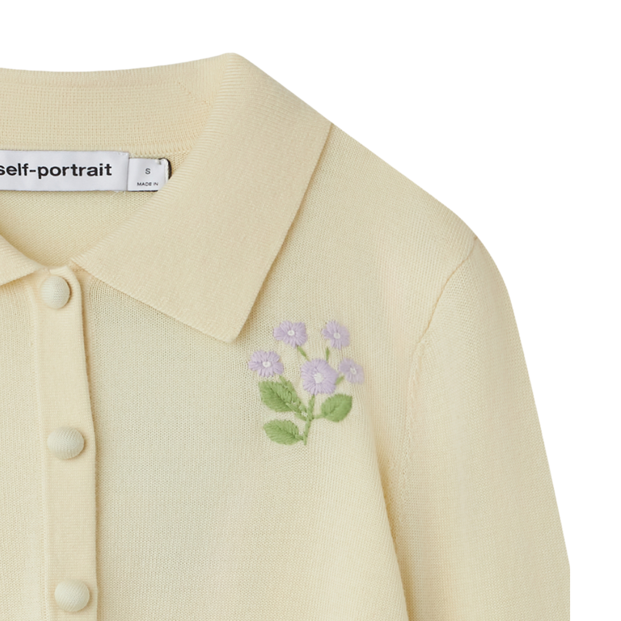 셀프 포트레이트 우먼 플라워 엠브로이더드 니트 가디건 옐로우 - 26FW(Self Portrait Women Flower Embroidered Knit Cardigan Yellow - 26FW) - 4